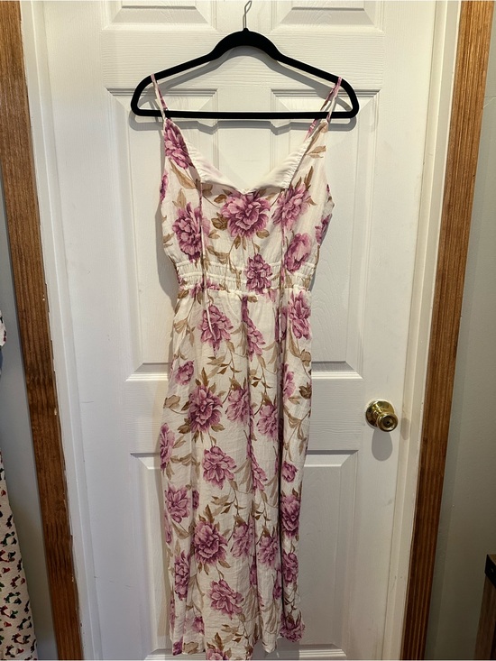 Abercrombie & Fitch Dresses & Skirts - Abercrombie & Fitch Cream Maxi Dress with Pink Floral Print